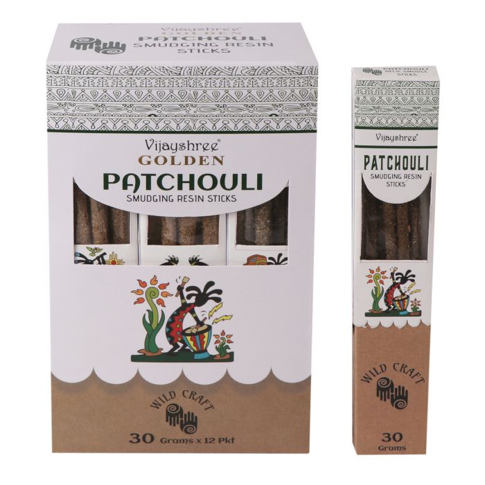 Golden Patchouli Smudging Resin Sticks – 30gGolden Smudging Resin SticksHeart Notes