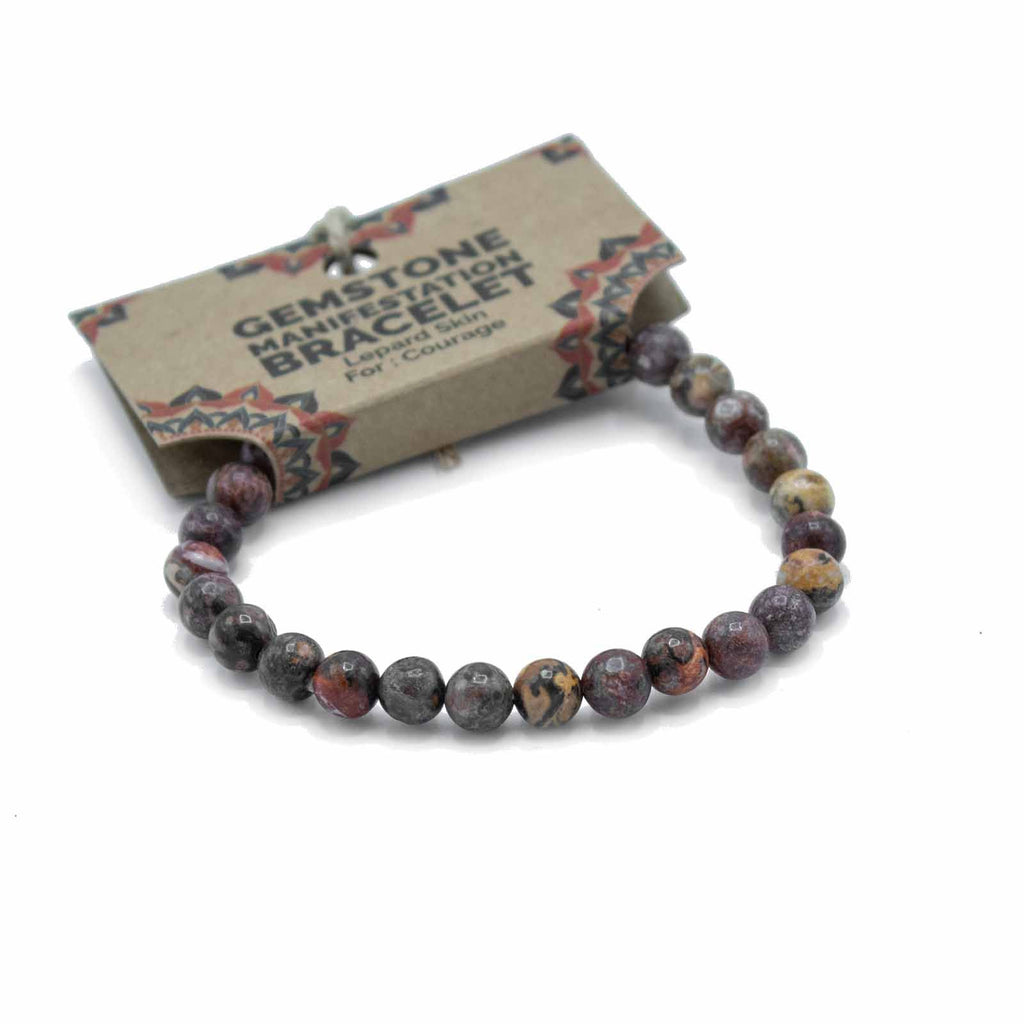 Gemstone Manifestation Bracelet - Leopard Skin Jasper - CourageGemstone Bracelets for ManifestationHeart Notes