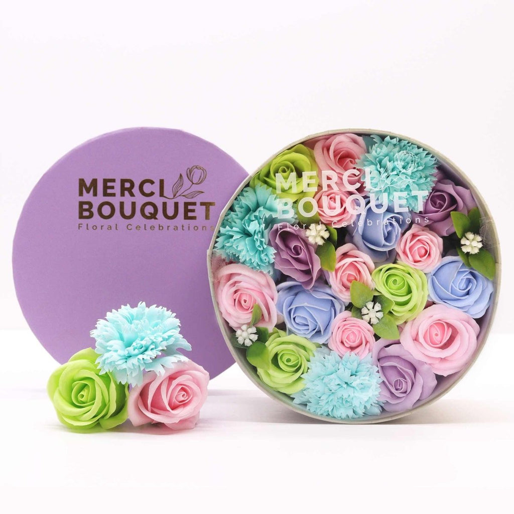 Round Box - Baby Blessings - BluesSoap Flower Gift BoxesHeart Notes