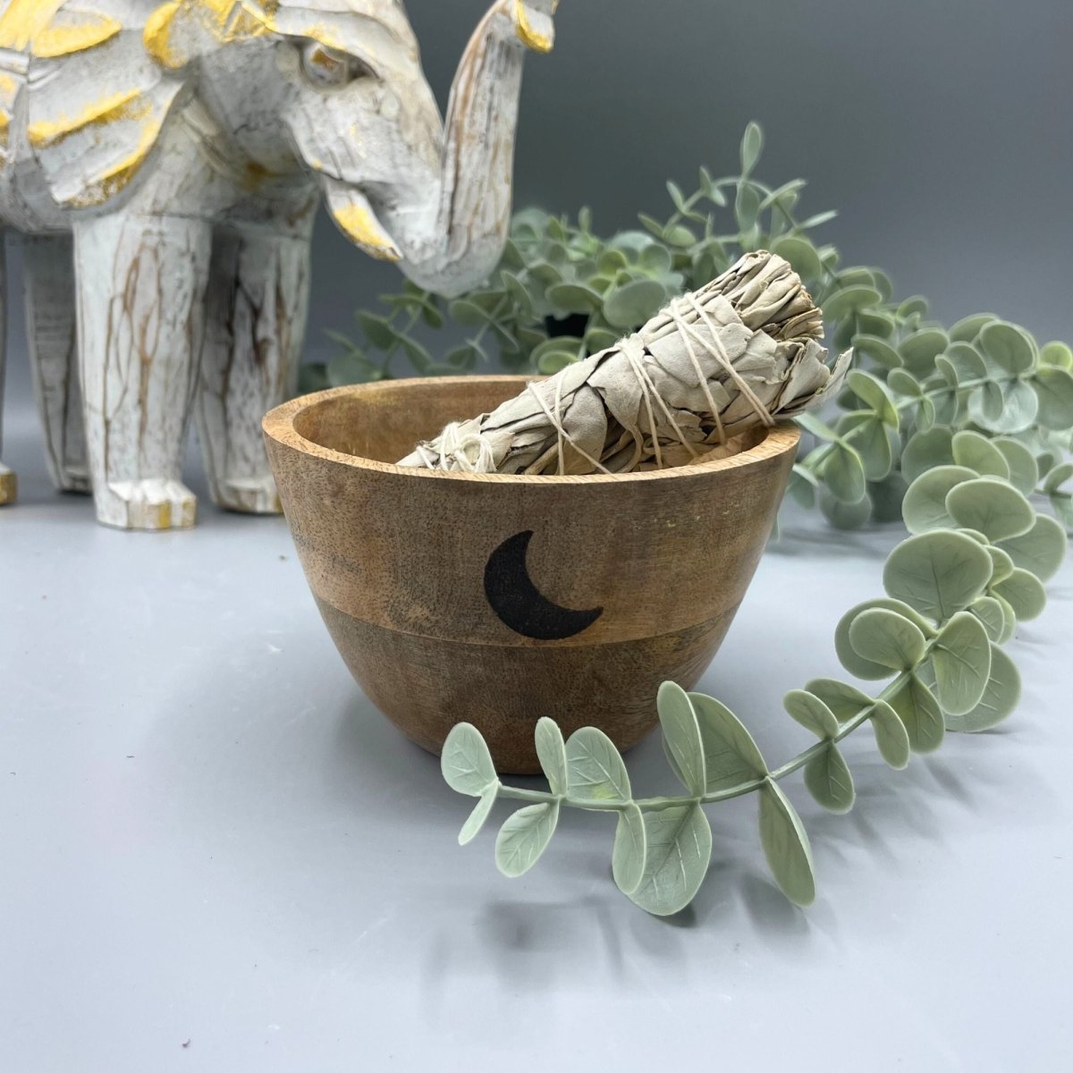 Wooden Smudge and Ritual Offerings Bowl - Three Moons - 11x7cmWooden Smudge and Ritual Offerings BowlHeart Notes