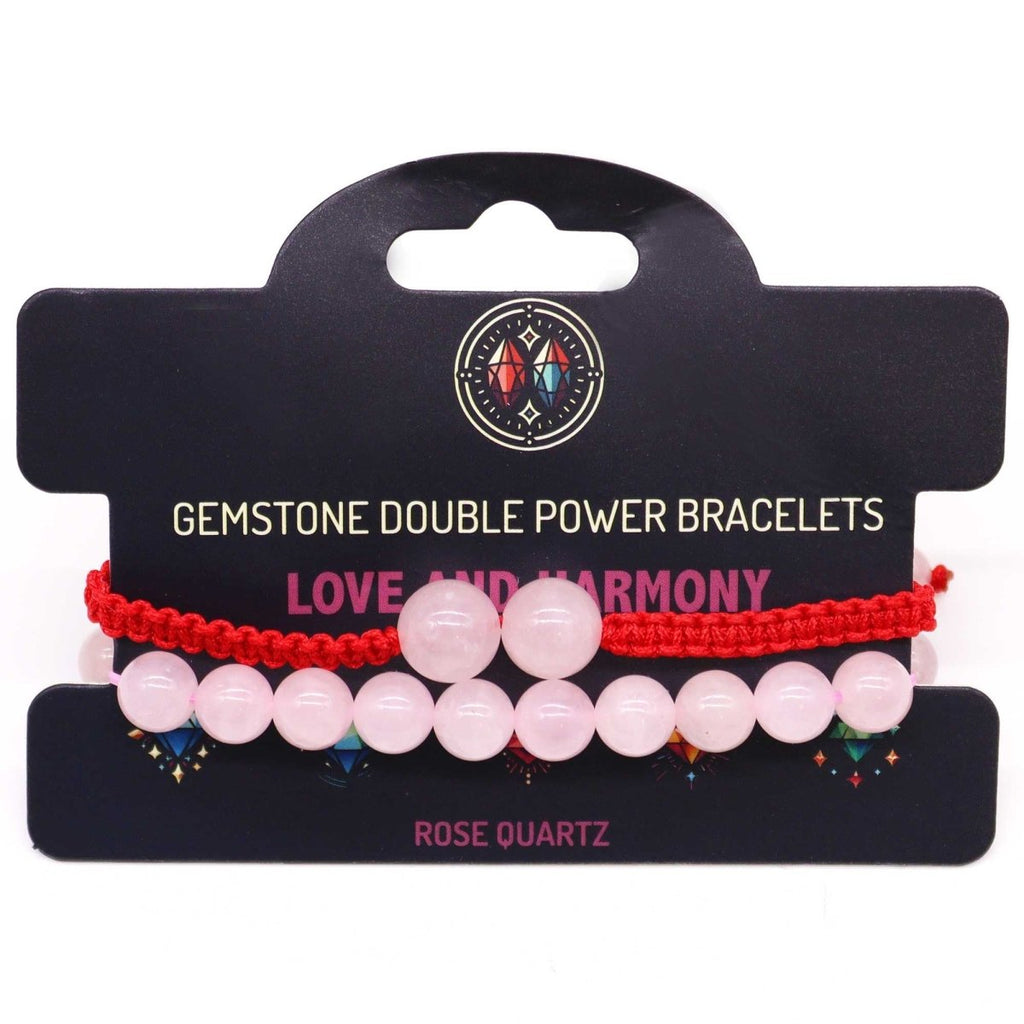 Gemstone Double Power Bracelets - Rose QuartzGemstone Double Power BraceletsHeart Notes