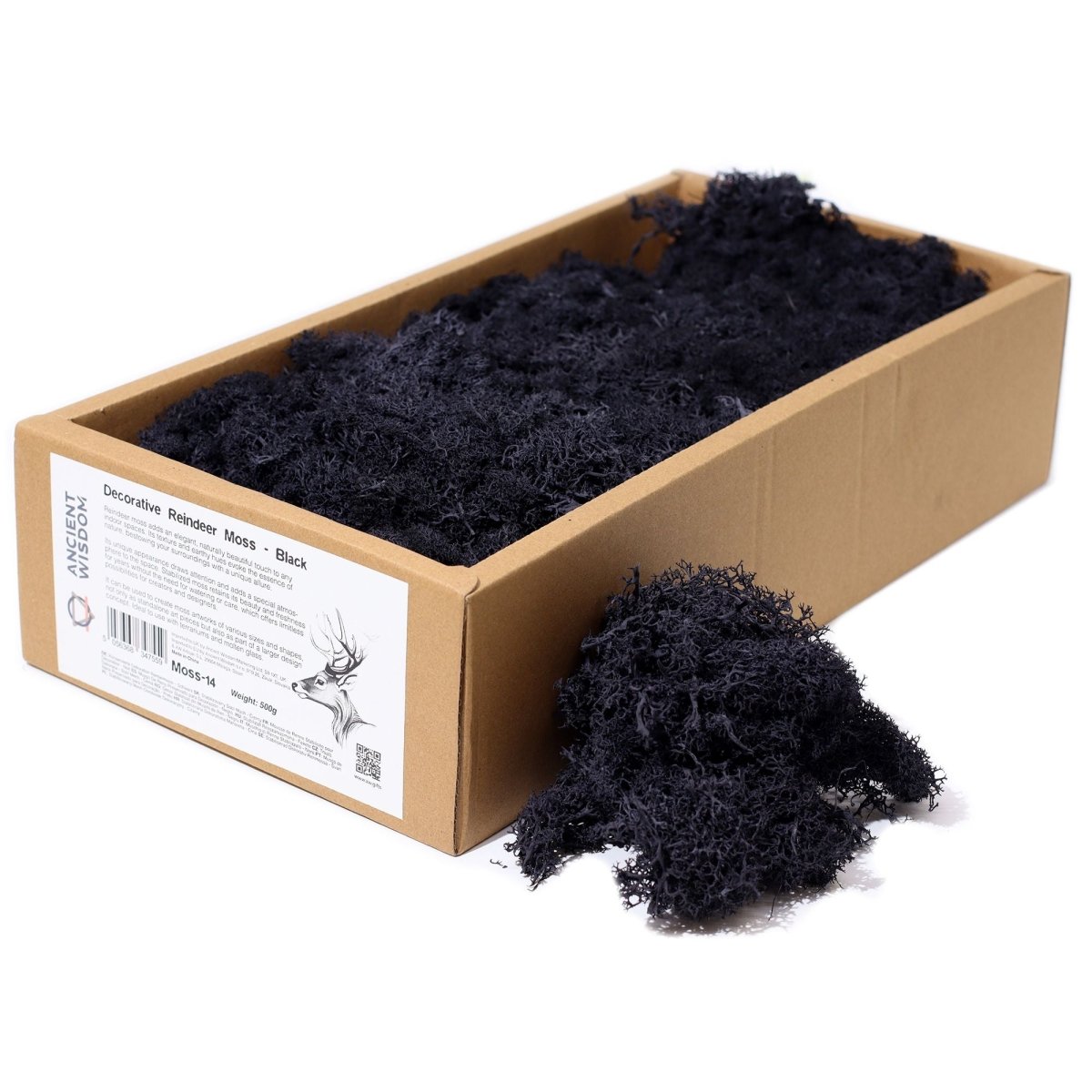 Decoration Reindeer Moss - Black - (approx 500gm)Decorative Reindeer MossHeart Notes