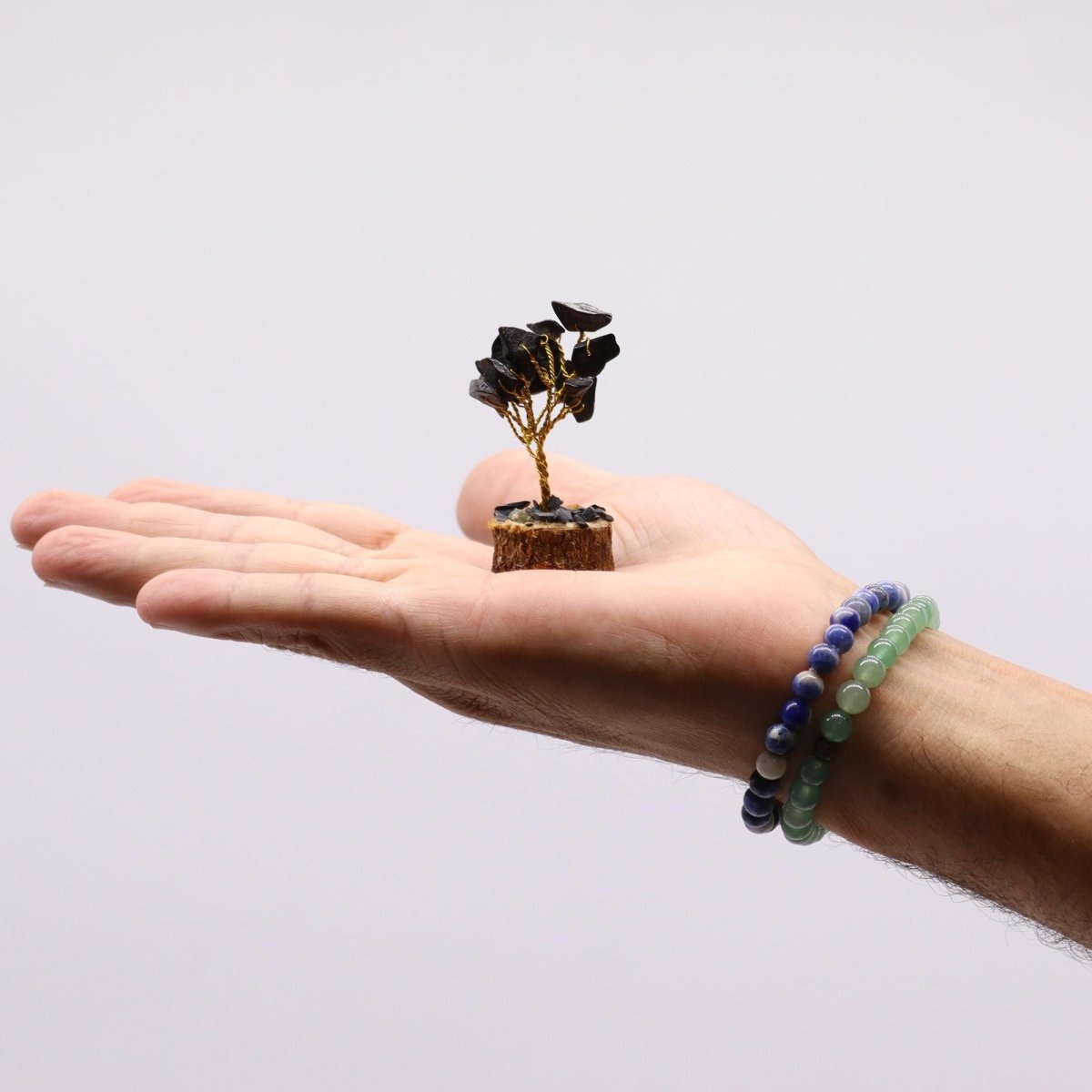 Mini Gemstone Tree On Wood Base - Black Agate (15 stones)Mini Gemstone TreesHeart Notes