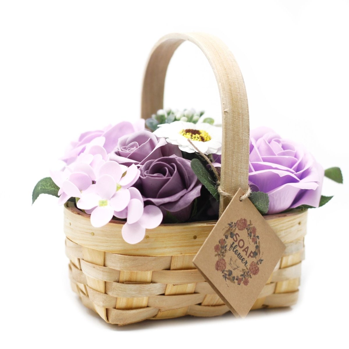 Medium Lilac Bouquet in Wicker BasketSoap Flower BouquetsHeart Notes