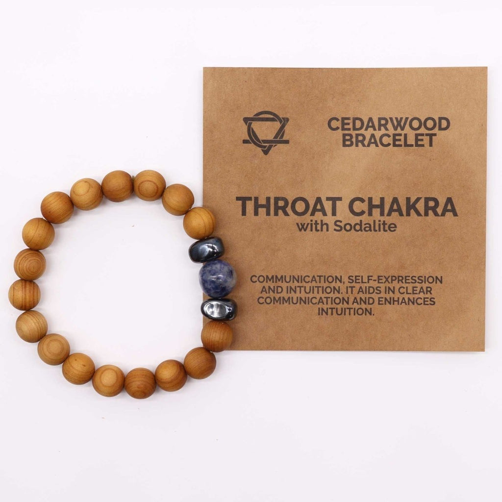 Cedarwood Throat Chakra Bangle with SodaliteCedarwood Chakra BanglesHeart Notes