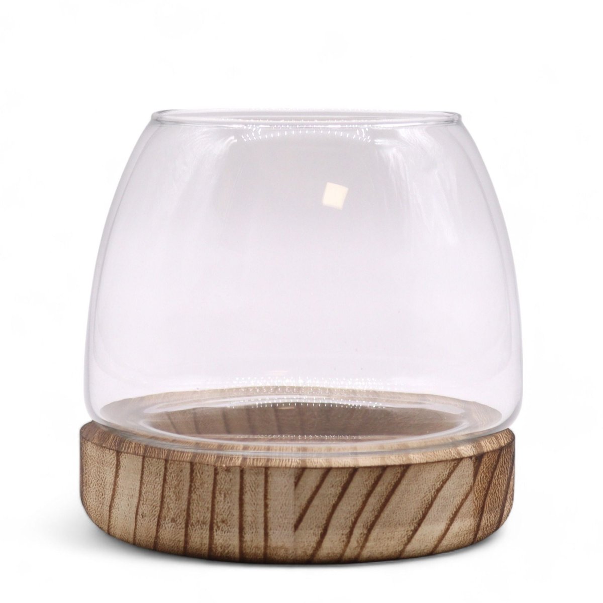 Small Terrarium on Natural Tung WoodGlass TerrariumsHeart Notes