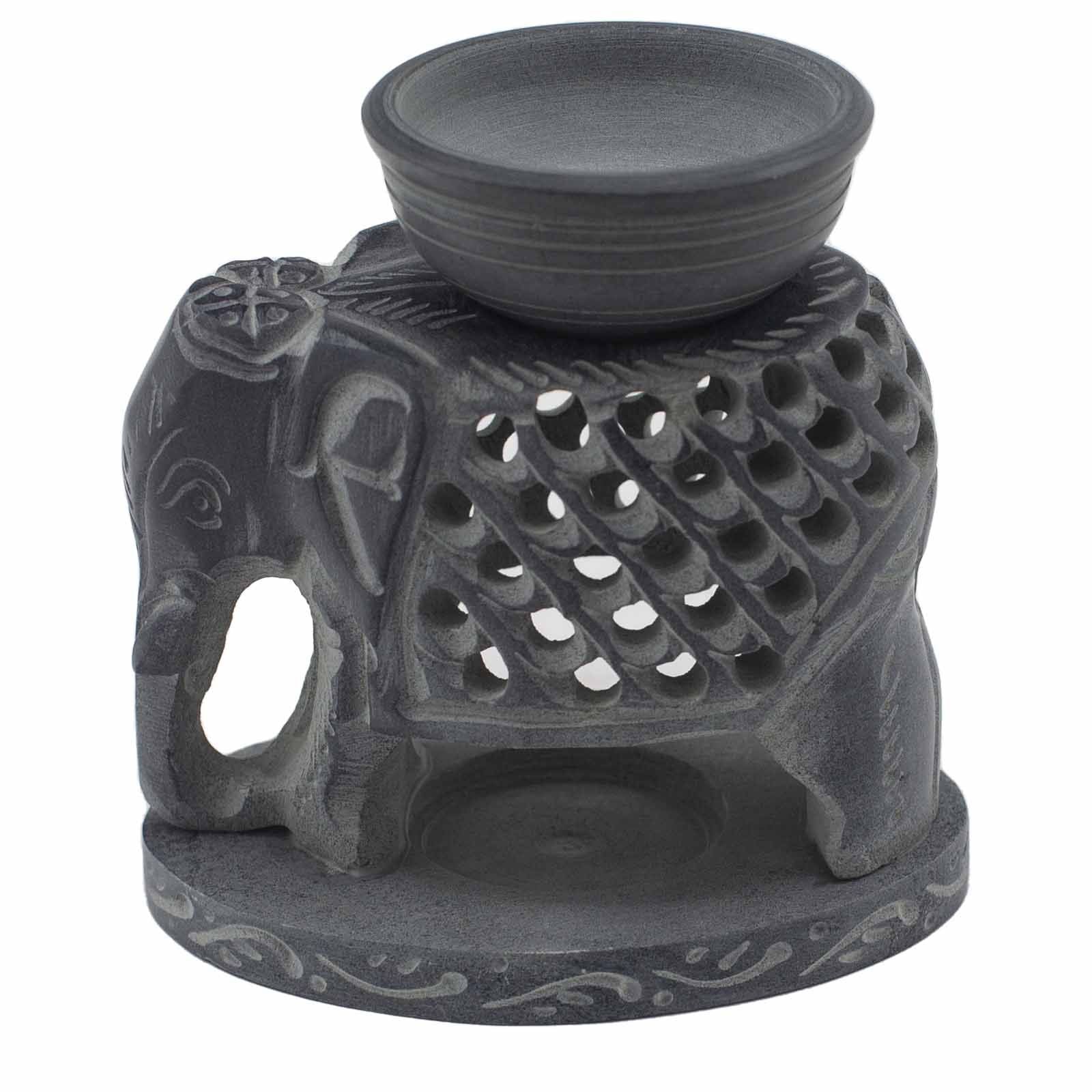 Soapstone Oil Burner 10.5cm - Standing ElephantSoapstone Oil BurnersHeart Notes