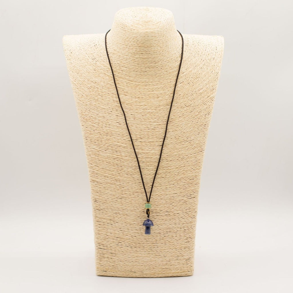Cord Necklace Gemstone Pendant - Sodalite MushroomCord Necklace Gemstone PendantsHeart Notes