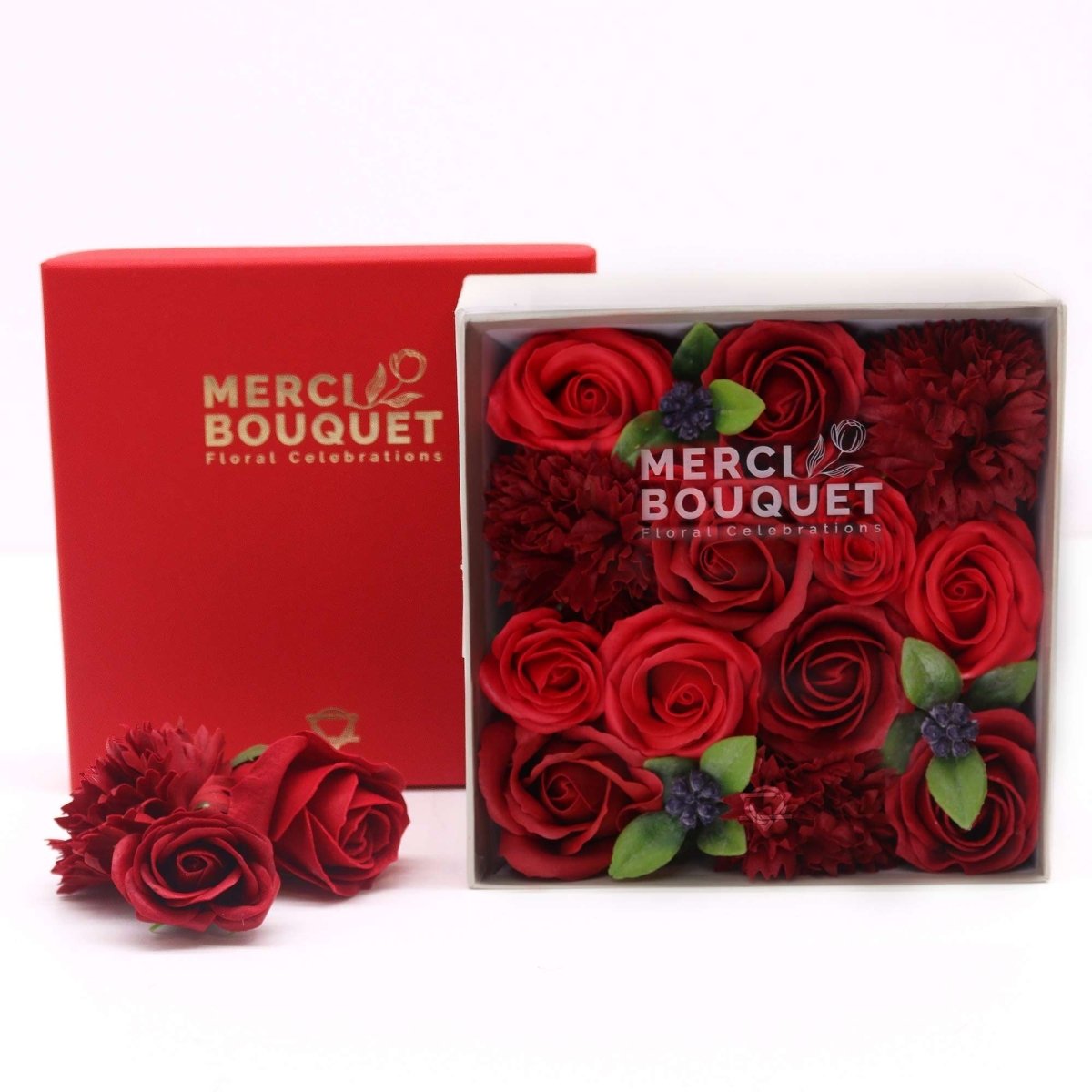 Square Box - Classic Red RosesSoap Flower Gift BoxesHeart Notes