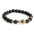 Gold Hamsa / Lava Stone - Gemstone BraceletBoho Bling Gemstone BraceletsHeart Notes
