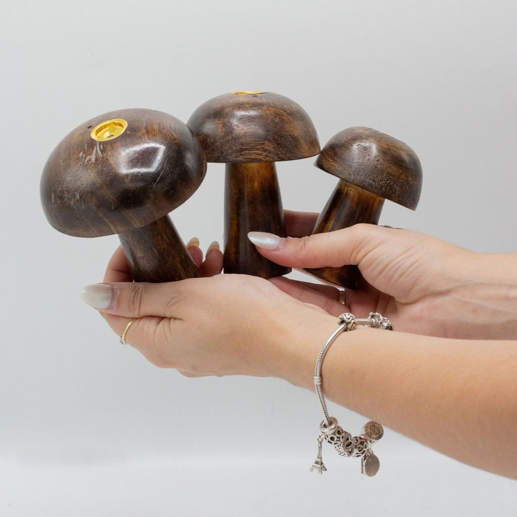 Set of 3 Incense Cone Mushrooms ((10cm 9cm 8cm)Incense HoldersHeart Notes