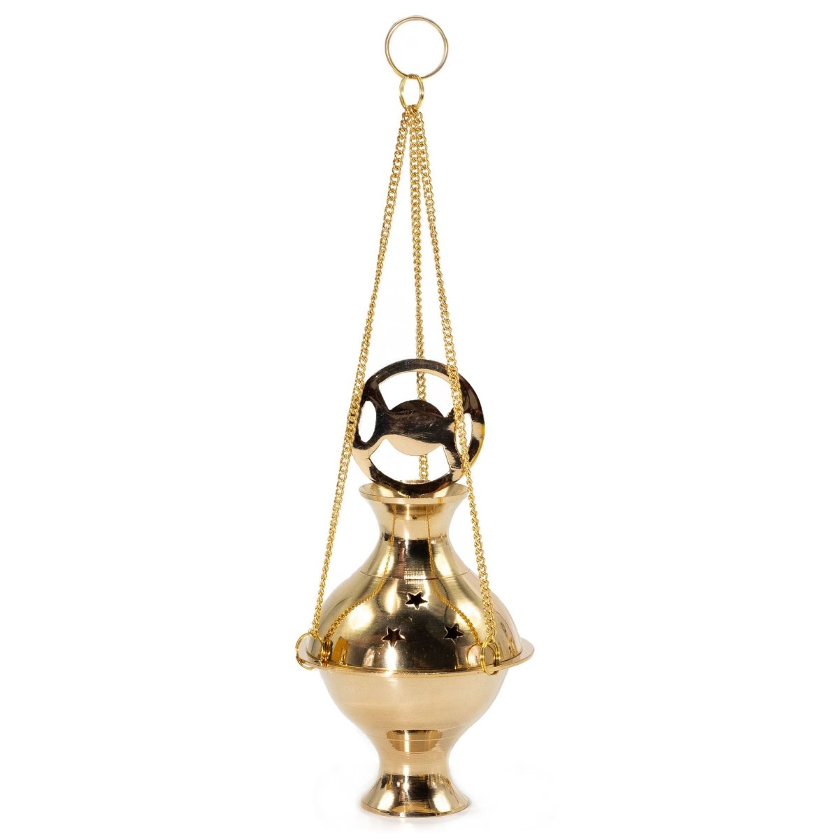 Hanging Brass Incense Burner - Three Phase MoonTraditional Brass Incense BurnersHeart Notes
