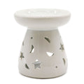 Lrg Classic White Oil Burner - Moon & StarClassic White Oil BurnersHeart Notes