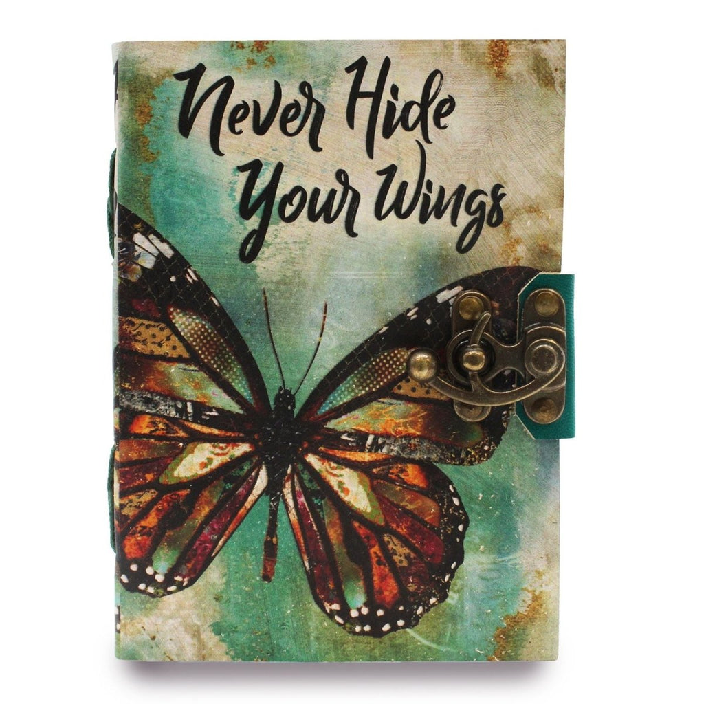 Leather "Never Hide Your Wings" Deckle - edge Notebook (7x5")Leather Notebooks – Vintage Style JournalsHeart Notes