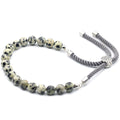925 Silver Plated Gemstone Charcoal String Bracelet - Dalmatian JasperGemstones String BraceletsHeart Notes