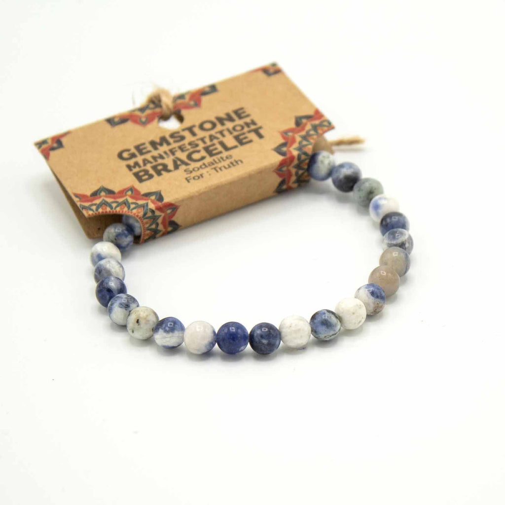 Gemstone Manifestation Bracelet - Sodalite - TruthGemstone Bracelets for ManifestationHeart Notes