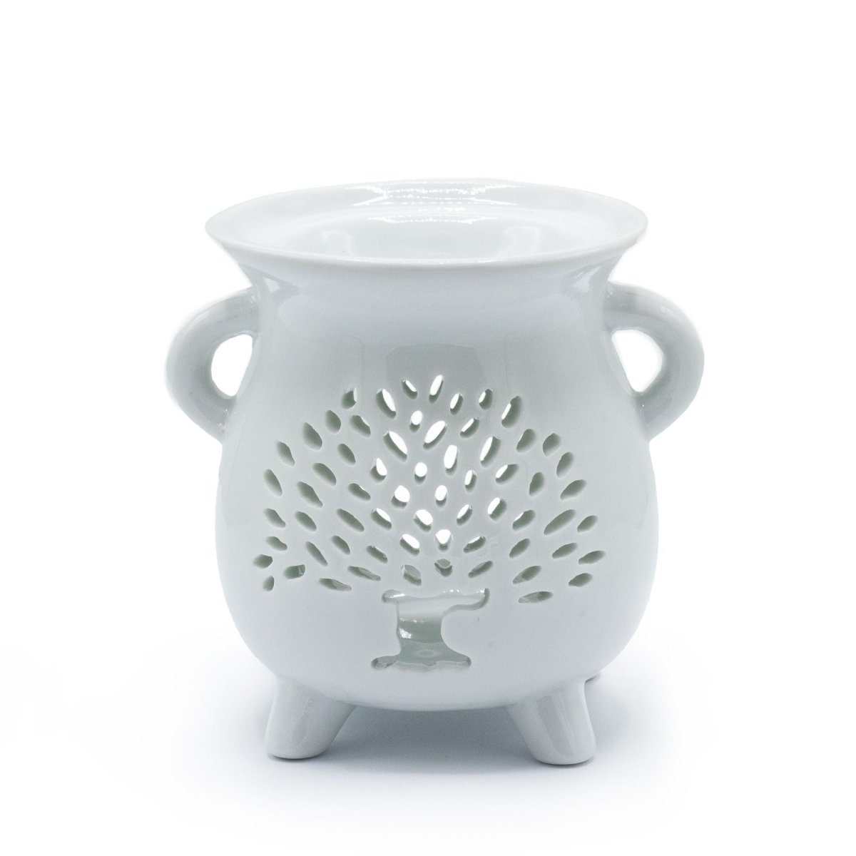 Cauldron Oil Burner - Tree of Life - WhiteVarious Shaped Ceramic Oil BurnersHeart Notes