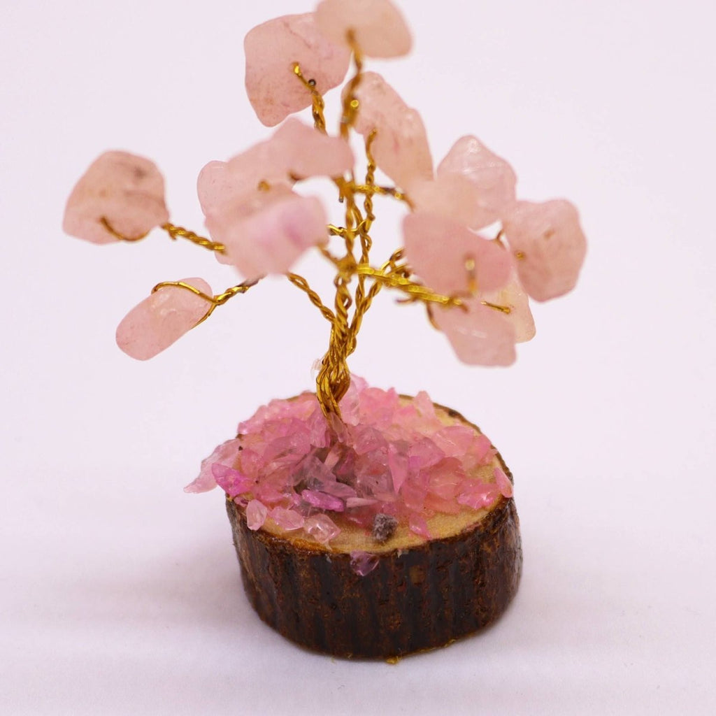 Mini Gemstone Tree On Wood Base - Rose Quartz (15 stones)Mini Gemstone TreesHeart Notes