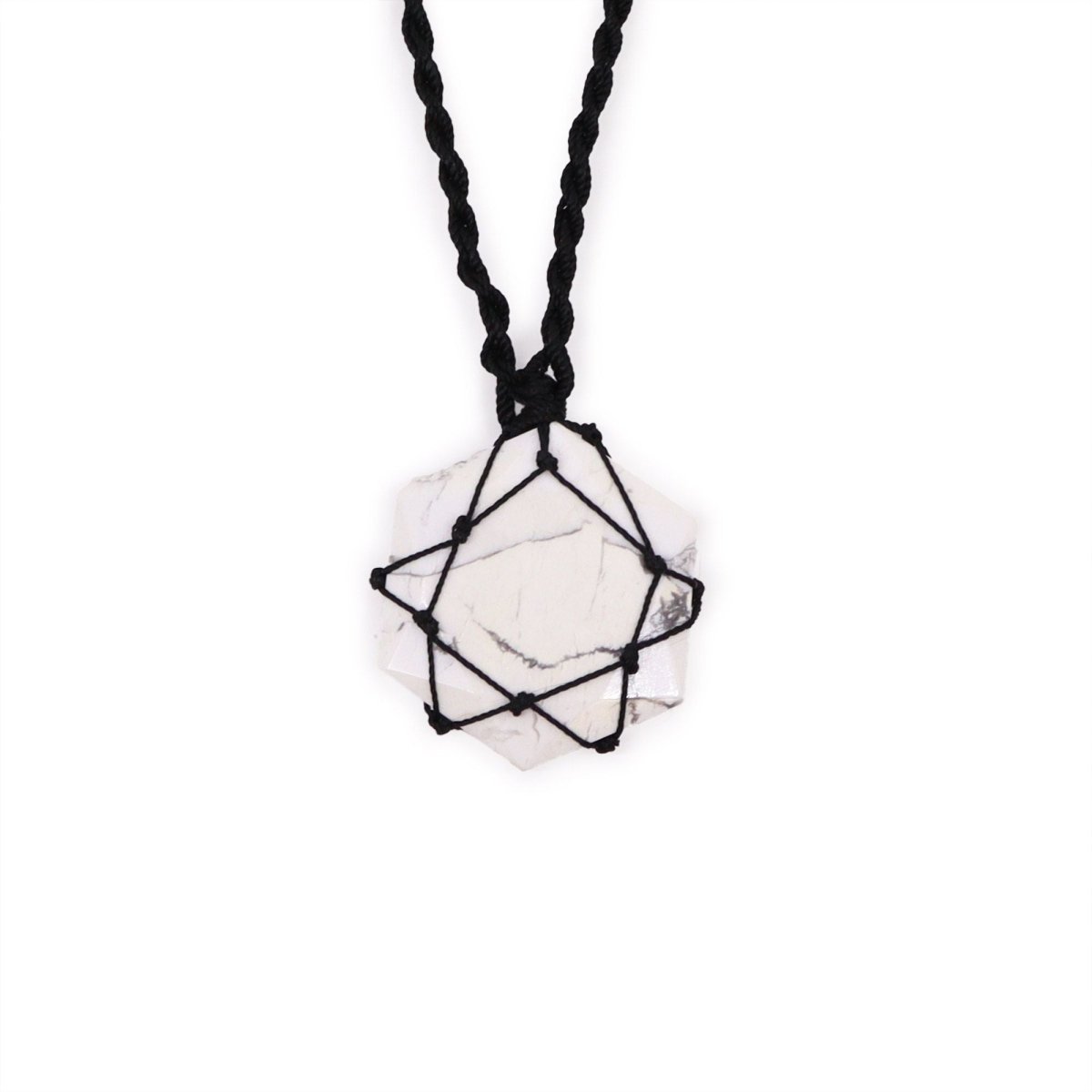 Laced Gemstone Hexagon Pendant - White HowliteLaced Gemstone PendantsHeart Notes