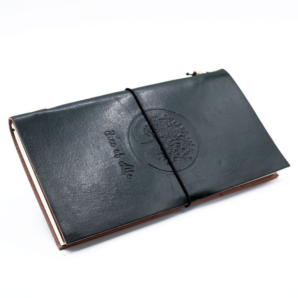 Handmade Leather Journal - Tree of Life - Green (80 pages)Leather JournalsHeart Notes