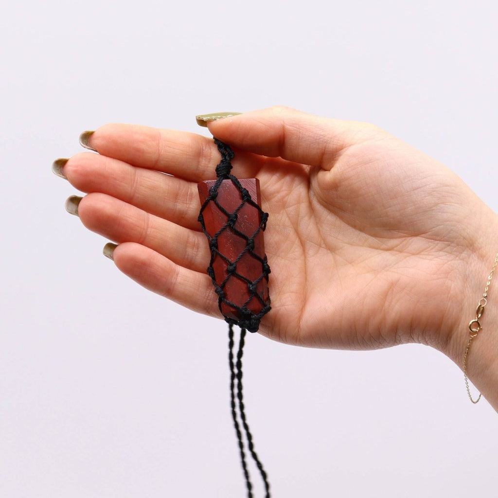 Laced Gemstone Flat Point Pendant - Red JasperLaced Gemstone PendantsHeart Notes