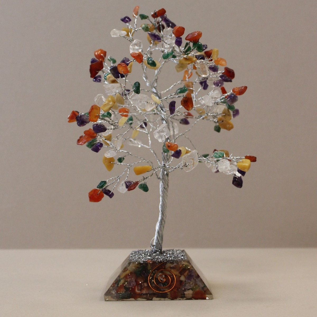 Gemstone Tree with Organite Base - 160 Stone - MultiGemstone Tree with Orgonite BaseHeart Notes