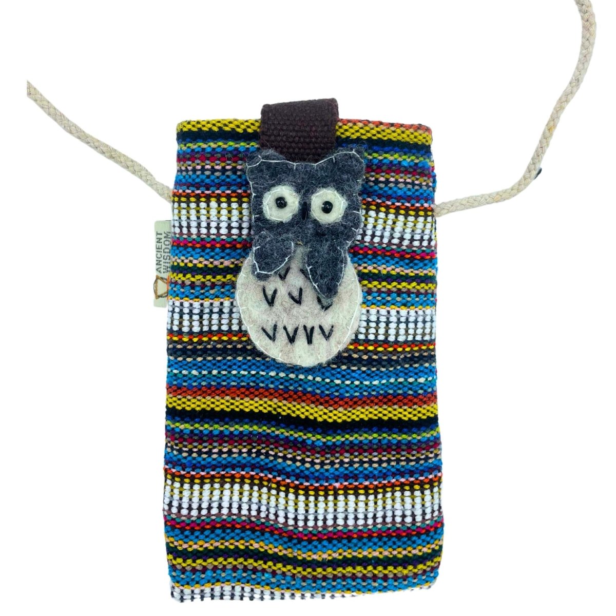 Mini Holder Bag White Stripes - Owl DecorHandmade Phone Holder BagsHeart Notes