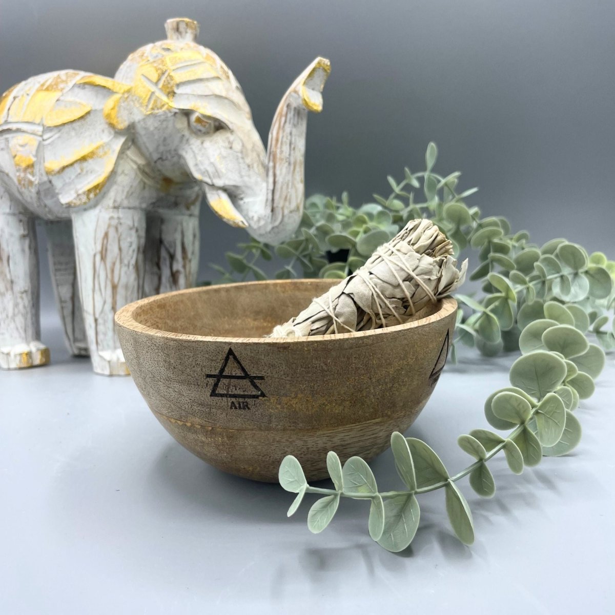 Wooden Smudge and Ritual Offerings Bowl - Four Elements - 13x7cmWooden Smudge and Ritual Offerings BowlHeart Notes