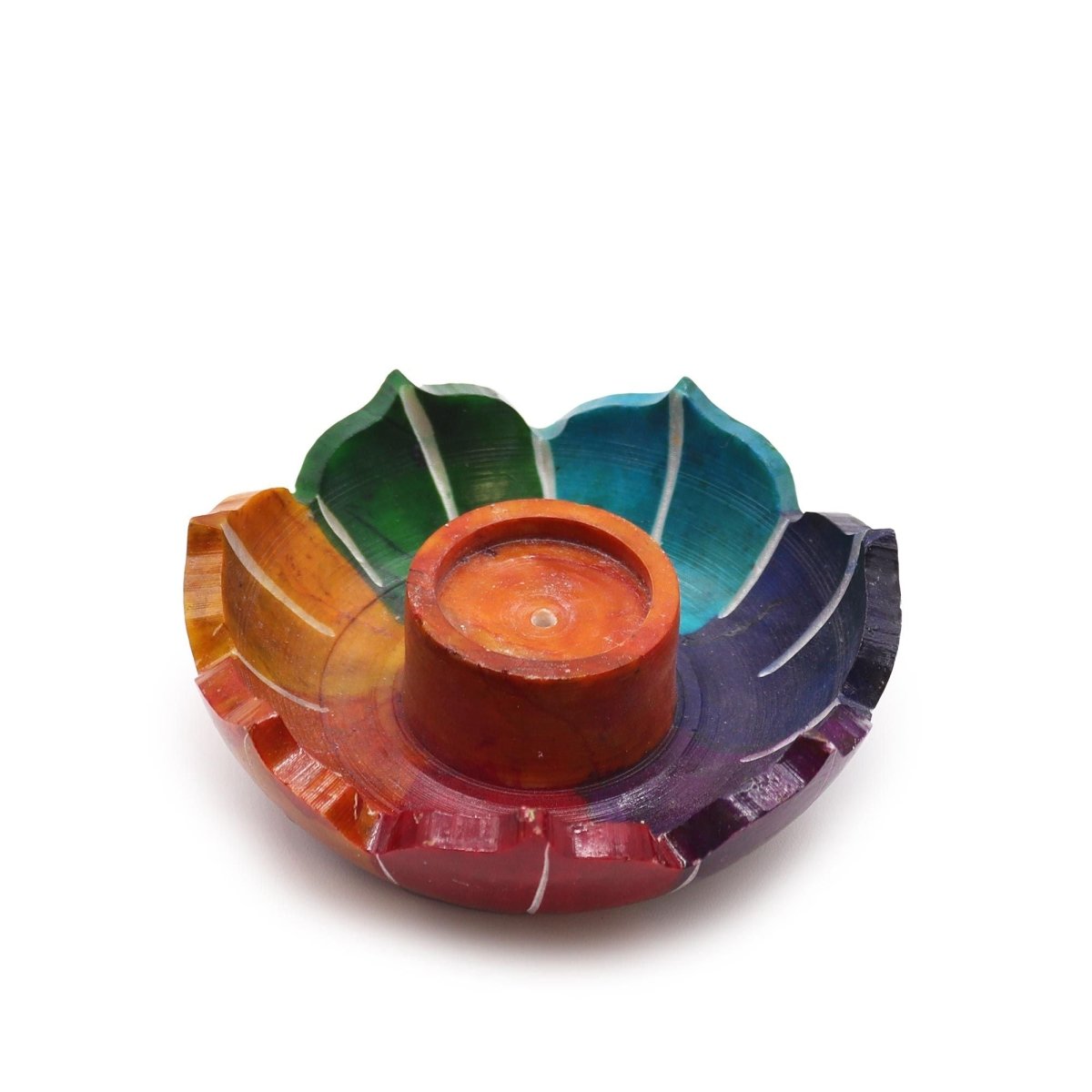 Soapstone Small Lotus Flower Incense Holder - Chakra ColoursSoapstone Incense HoldersHeart Notes