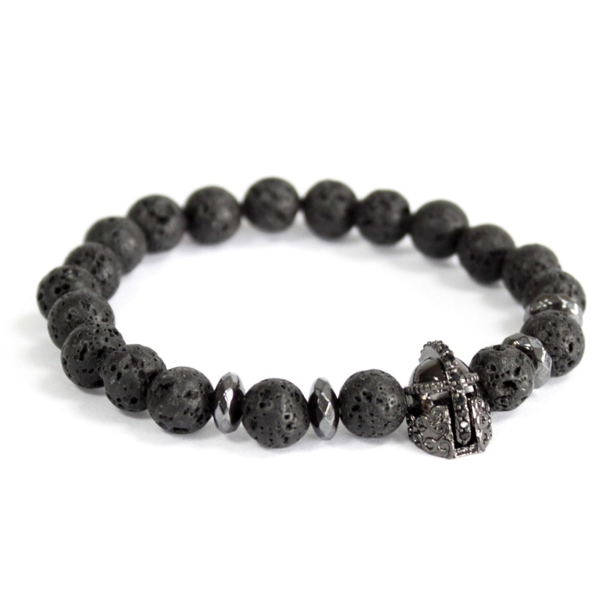 Knight's Helmet / Lava Stone - Gemstone BraceletBoho Bling Gemstone BraceletsHeart Notes