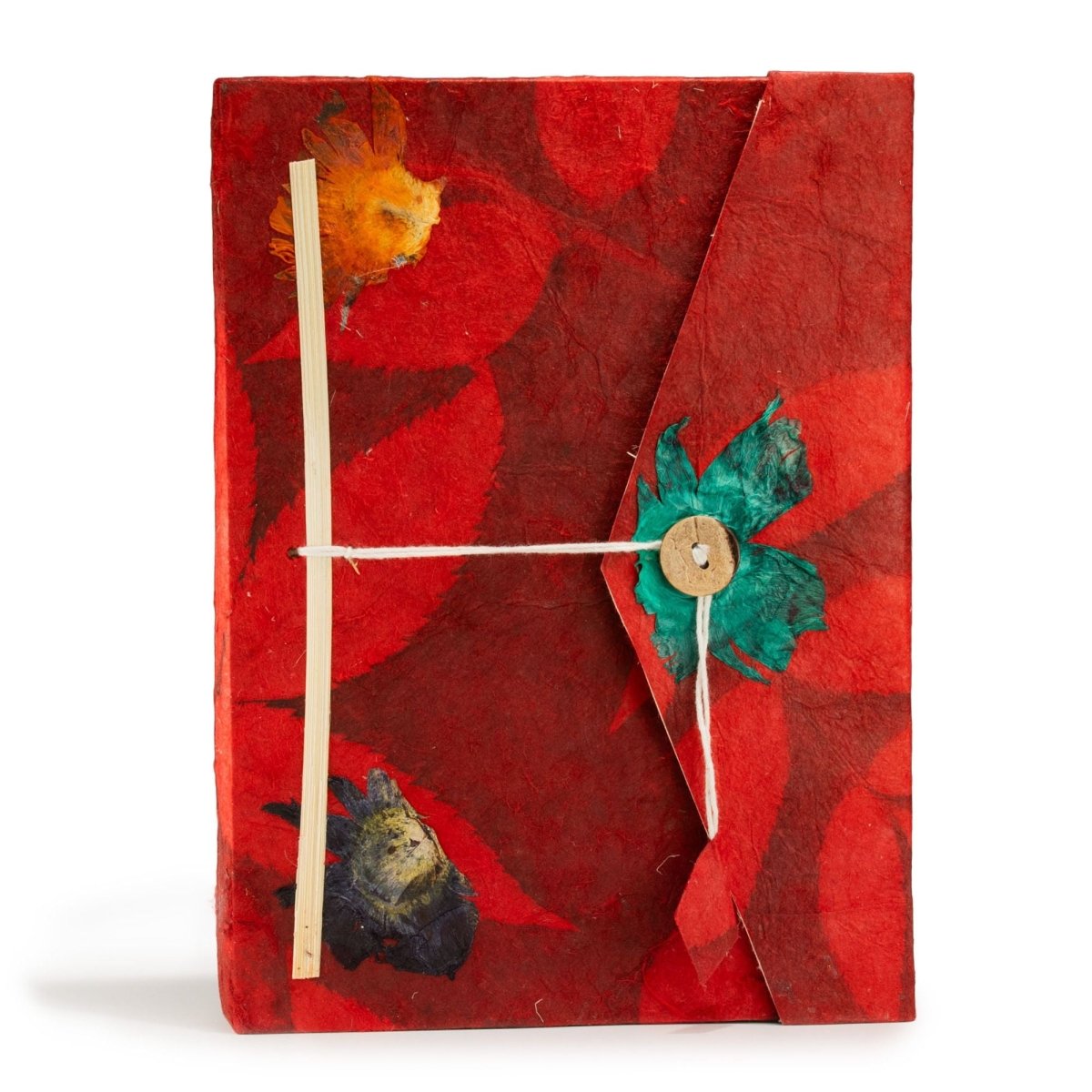 Lokta Bold Floral Notebook – Large (21x15cm) – 45 Leaves – Includes Bookmark – RubyLokta Paper NotebooksHeart Notes