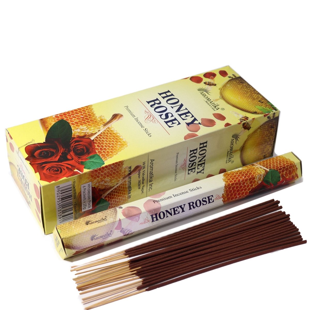 Aromatika Charcoal Free Hex Incense - Honey RoseAromatika Charcoal Free Hex Incense SticksHeart Notes