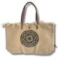 Natural Tote Bag Leather Handle - MandelaNatural Tote Bags with Leather HandleHeart Notes