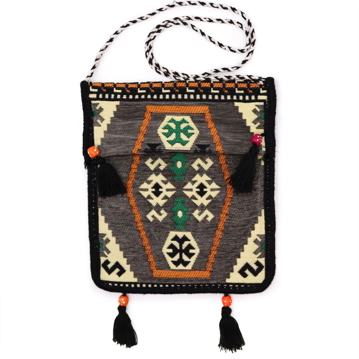 Pale Grey Kilim Messenger Festival BagKilim Messenger Festival BagHeart Notes