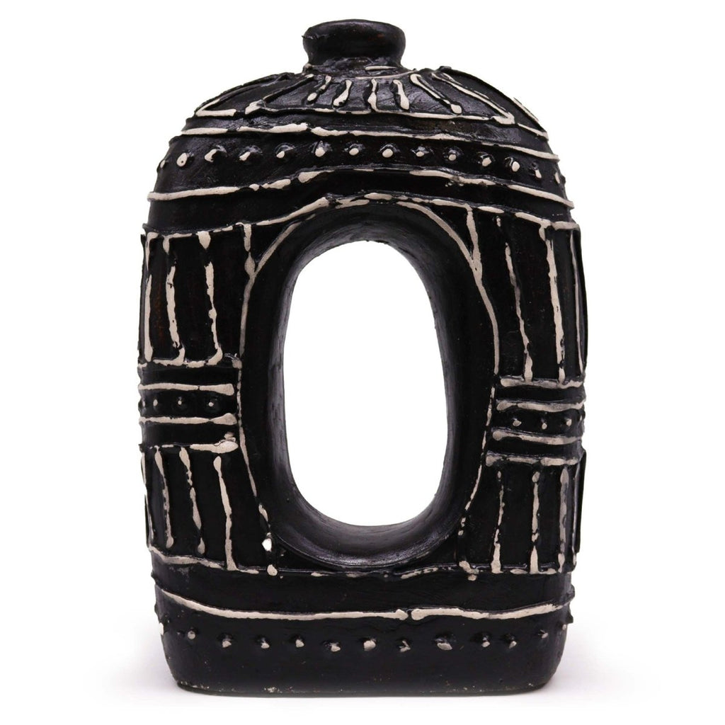 Oval Donut Shaped Vase - Chocolate 30cmBalinese Ceramic VasesHeart Notes
