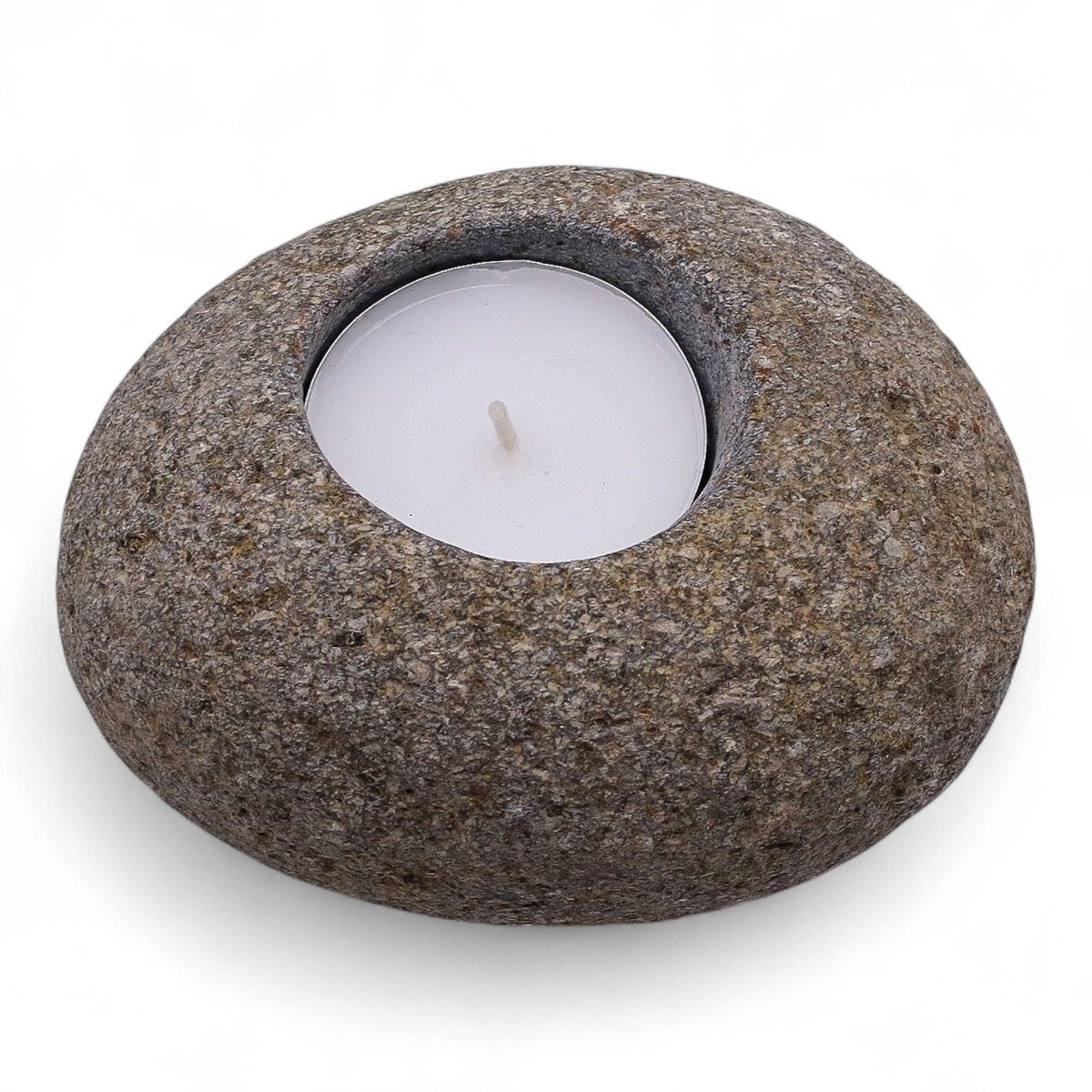 Natural Riverstone Candle Holder - Single NightlightRiverside Stone Candle HoldersHeart Notes
