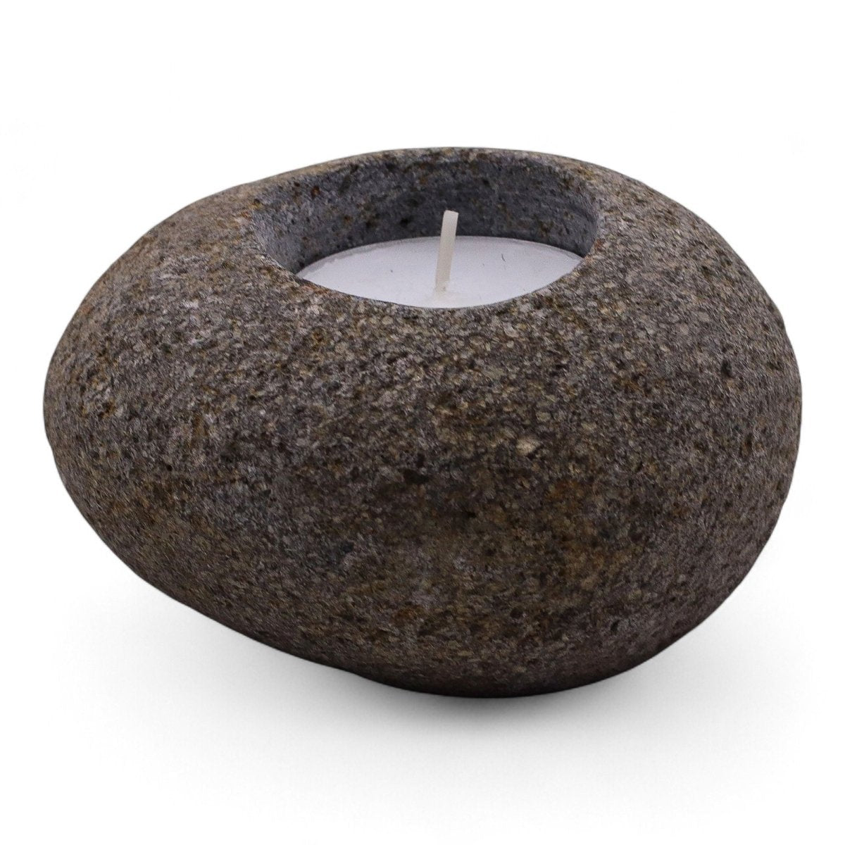 Natural Riverstone Candle Holder - Single NightlightRiverside Stone Candle HoldersHeart Notes