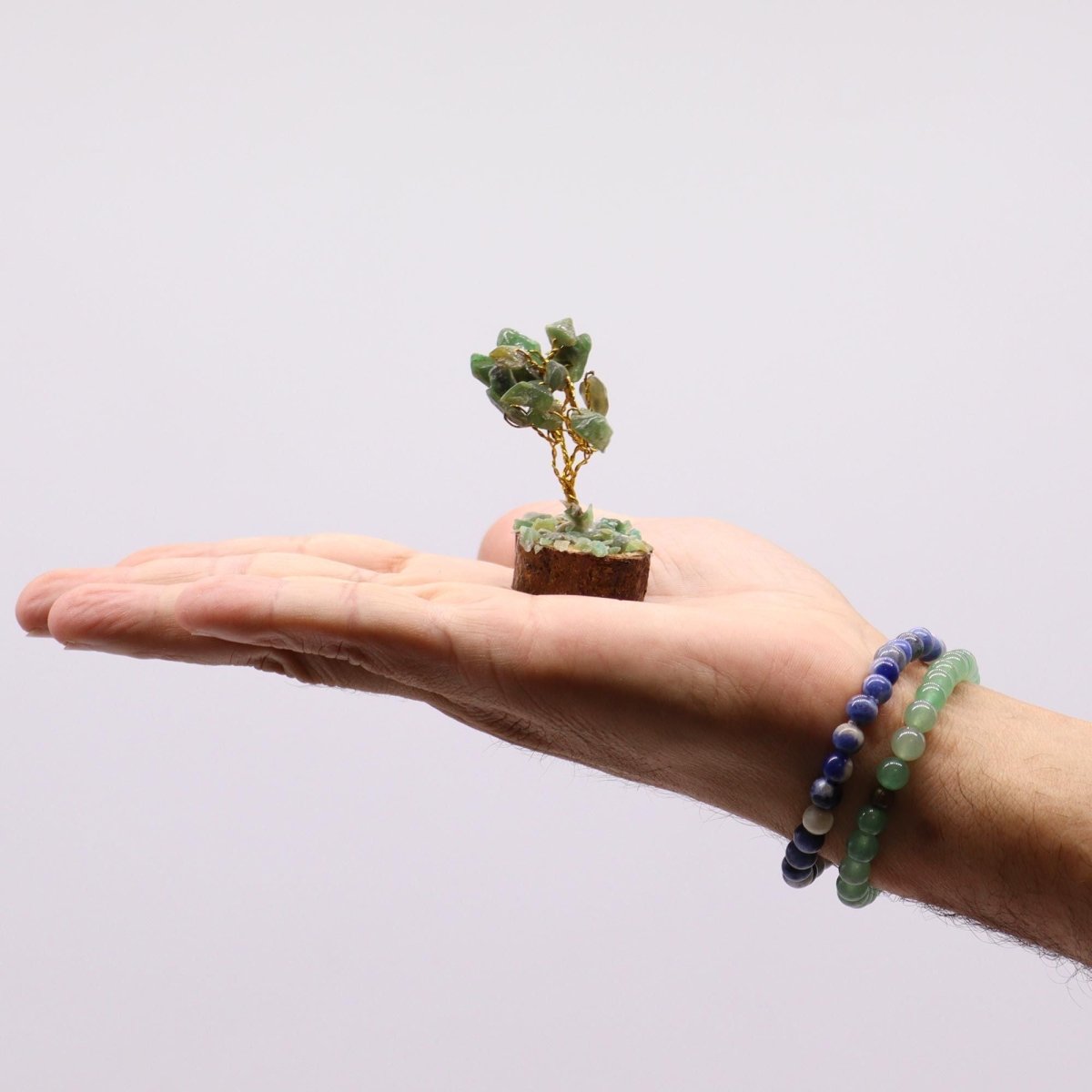 Mini Gemstone Tree On Wood Base - Green Aventurine (15 stones)Mini Gemstone TreesHeart Notes