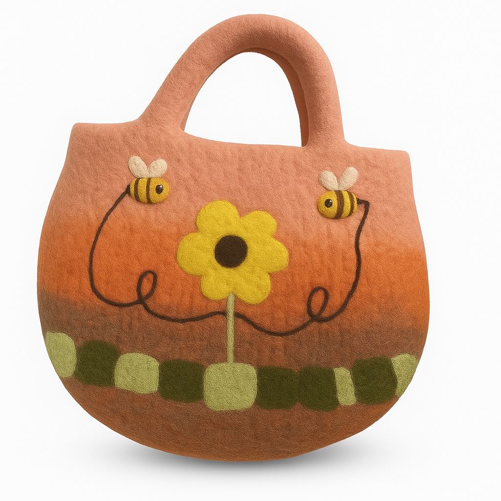 Sun Flower & Bees Felted BagFelted BagsHeart Notes