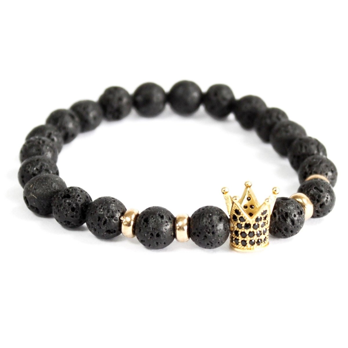 Gold Crown / Lava Stone - Gemstone BraceletBoho Bling Gemstone BraceletsHeart Notes