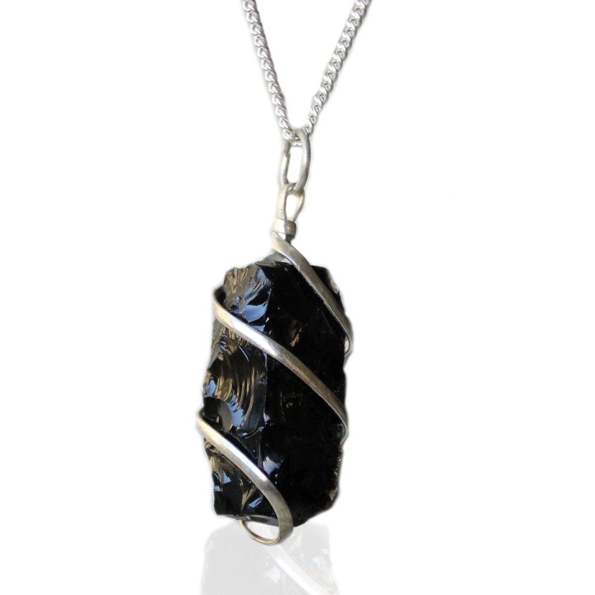 Cascade Wrapped Gemstone Necklace - Rough Black OnyxIndian Gemstone NecklacesHeart Notes