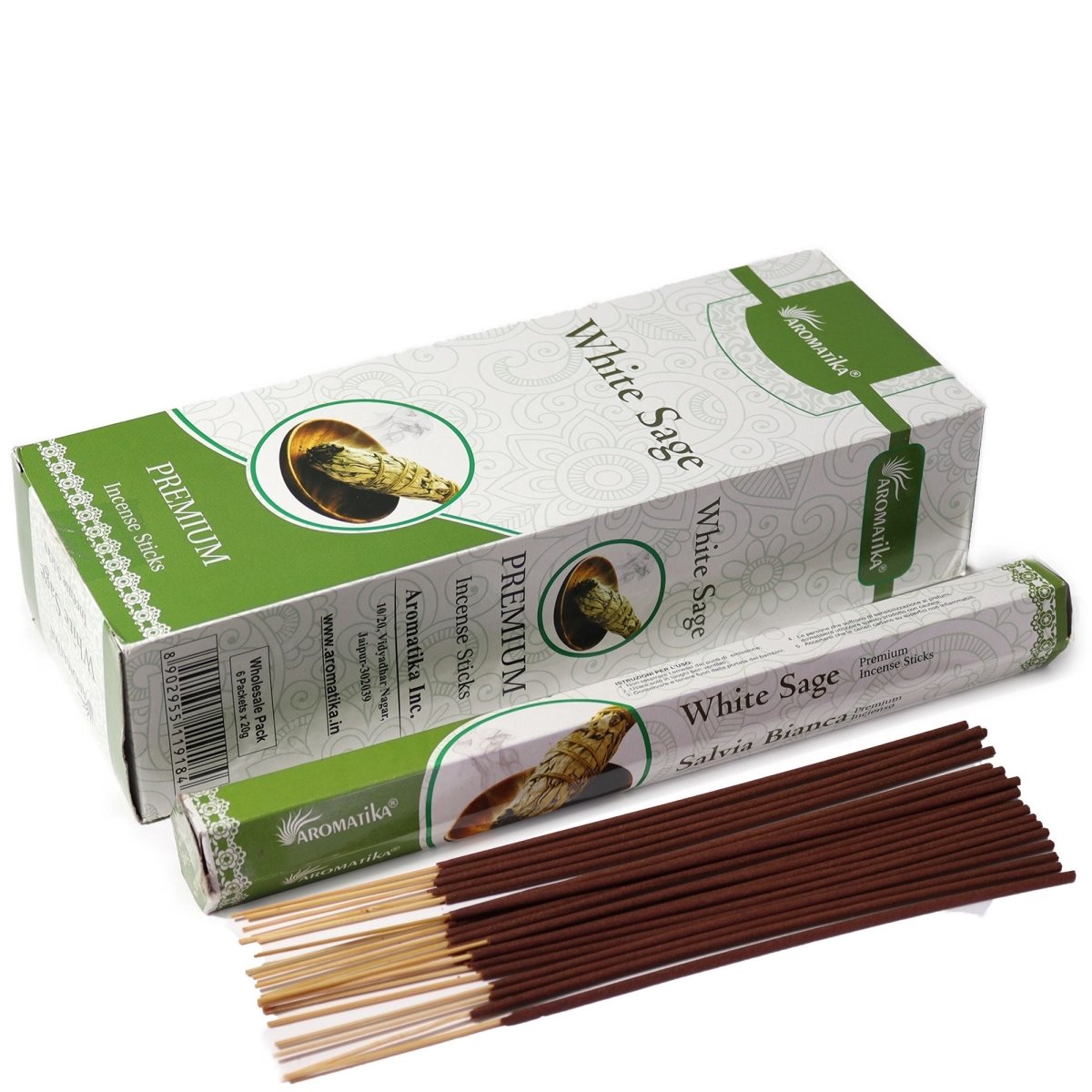 Aromatika Charcoal Free Hex Incense - White SageAromatika Charcoal Free Hex Incense SticksHeart Notes