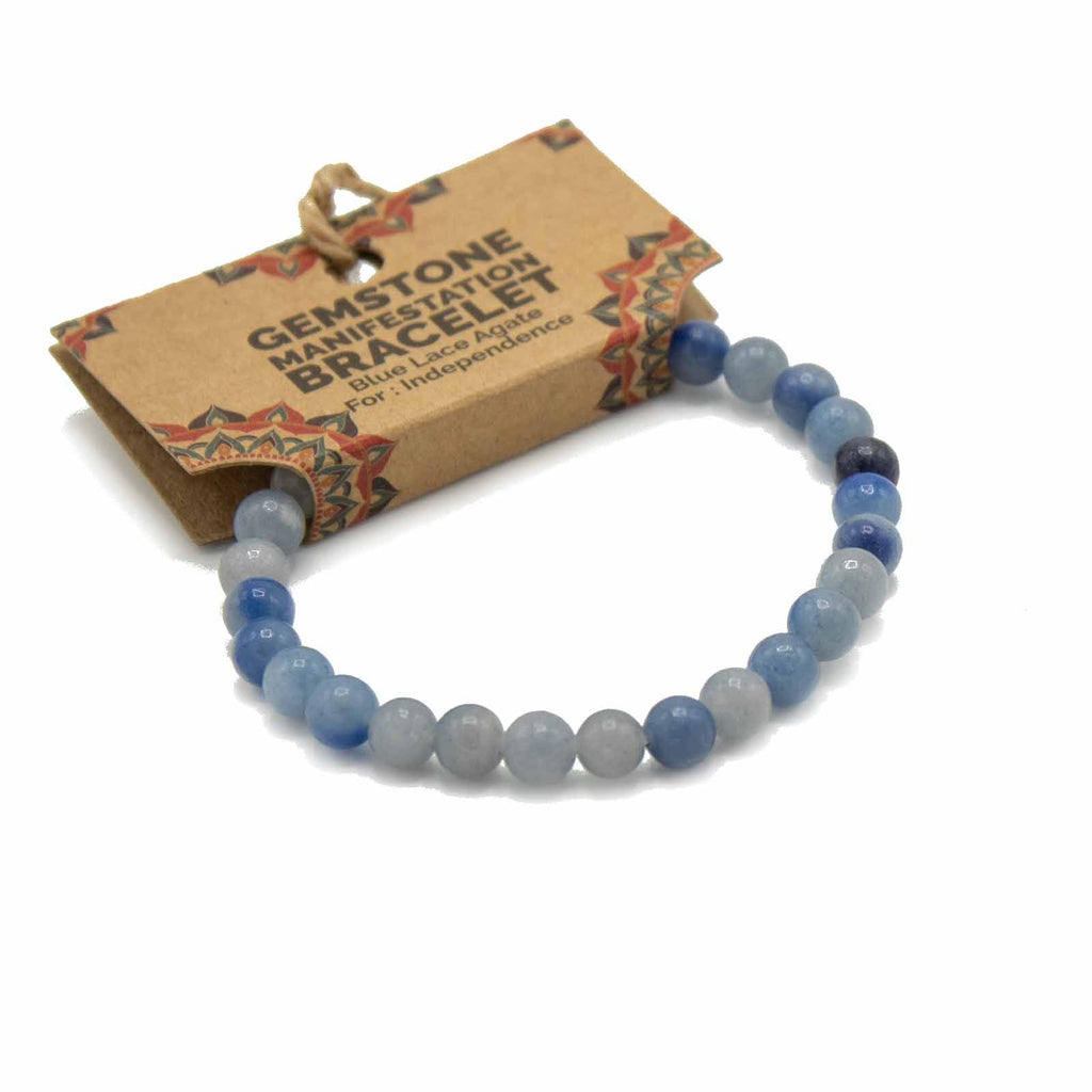Gemstone Manifestation Bracelet - Blue Lace Agate - IndependenceGemstone Bracelets for ManifestationHeart Notes