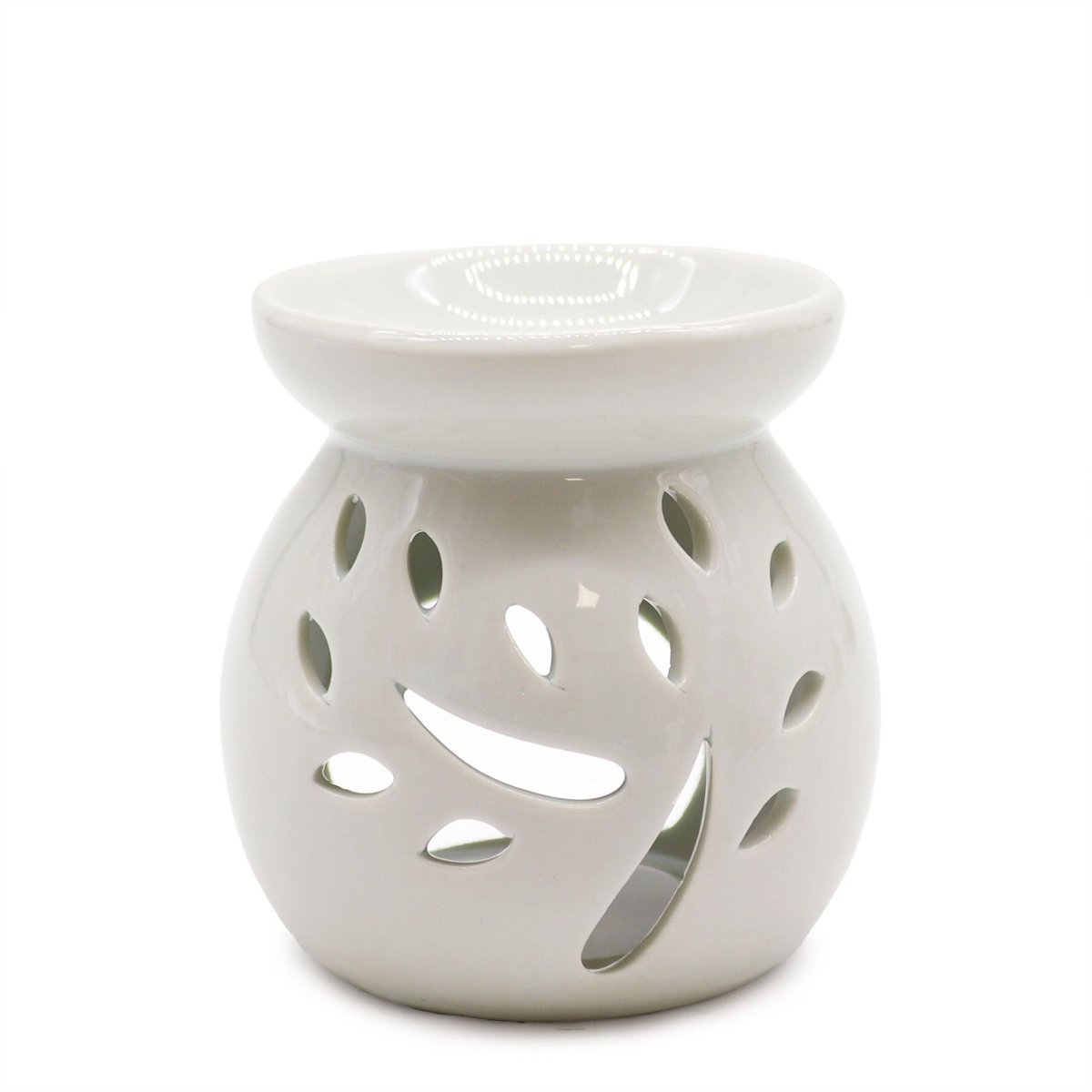 Sm Classic White Oil Burner - Tree Cut - outClassic White Oil BurnersHeart Notes