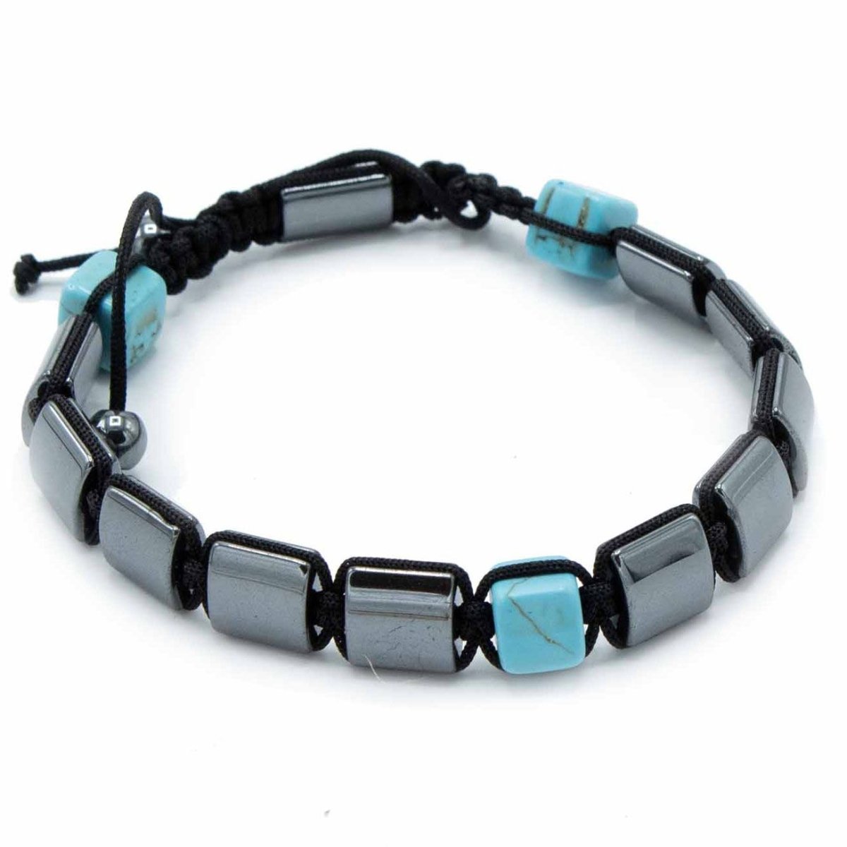 Magnetic Hematite Shamballa Bracelet - Turquoise CuboidsHematite Shamballa BraceletHeart Notes