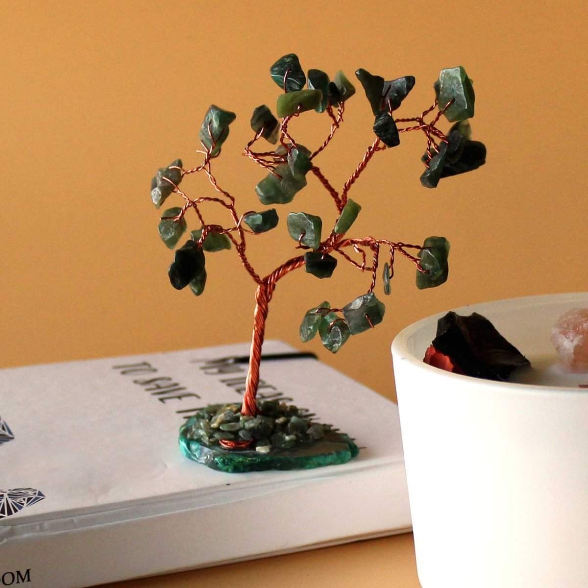 Gemstone Tree - Green Aventurine on Green Agate Base (35 stones)Gemstone Wishing TreesHeart Notes