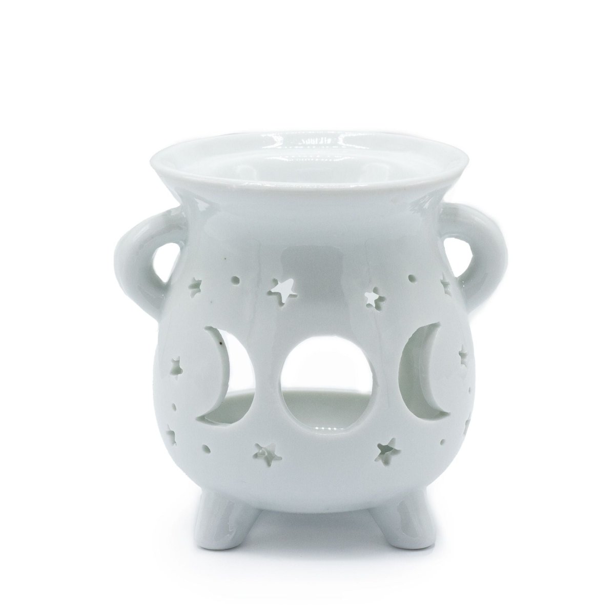 Cauldron Oil Burner - Moon Phase - WhiteVarious Shaped Ceramic Oil BurnersHeart Notes