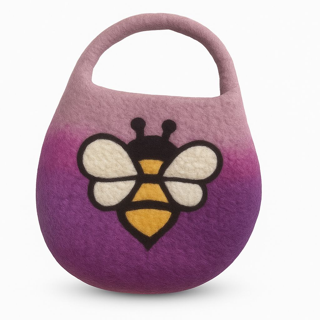 Water Felted Bee Bag - One Handle with Magnet - Lavender ShadesFelted BagsHeart Notes