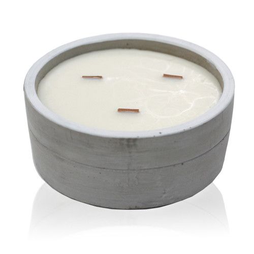 Large Round - Patchouli & Dark AmberConcrete Wooden Wick CandleHeart Notes
