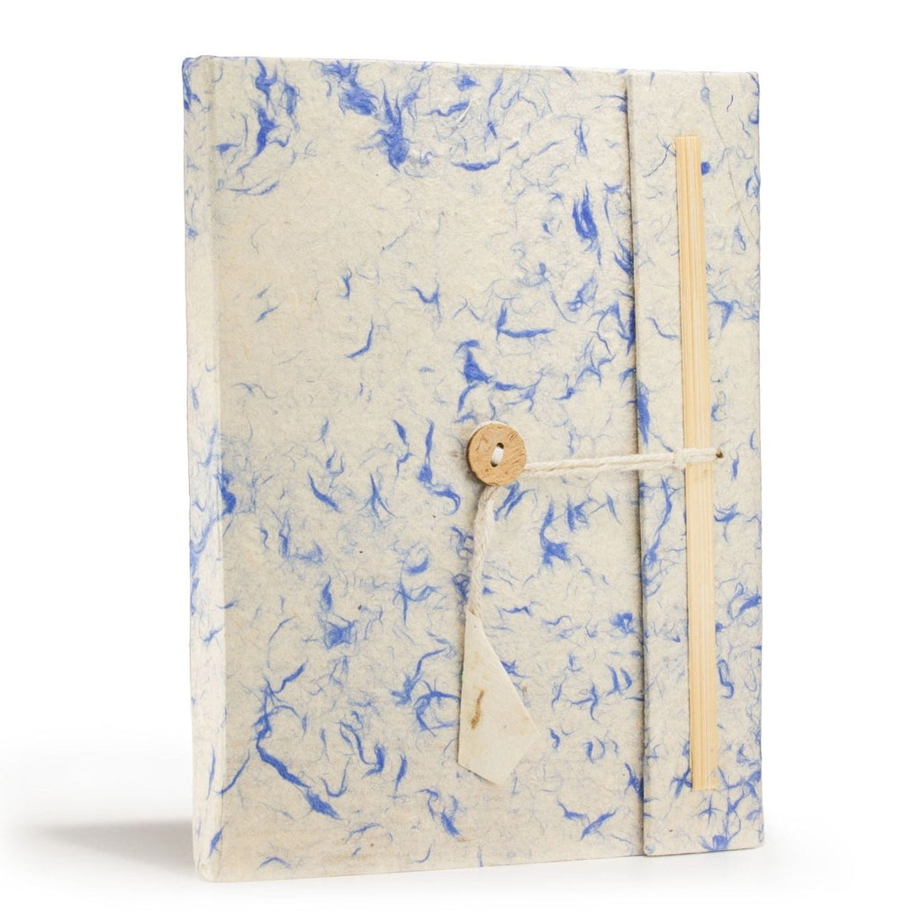 Lokta Mixed Blue Cotton Notebook – Large (21x15cm) – 45 Leaves – Includes BookmarkLokta Paper NotebooksHeart Notes